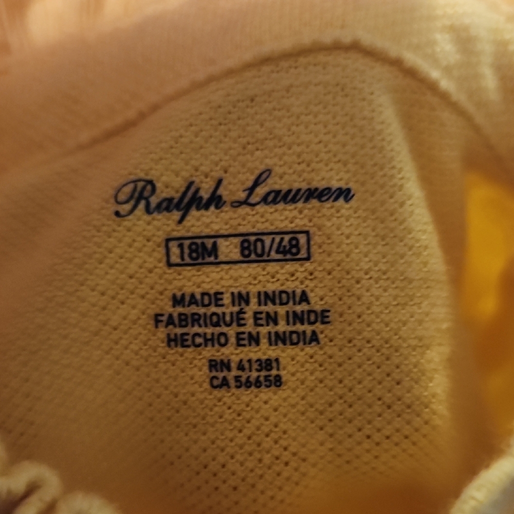 NWOT Polo Ralph Lauren Bright Yellow Kids Romper SILize 18 Months - Picture 2 of 12